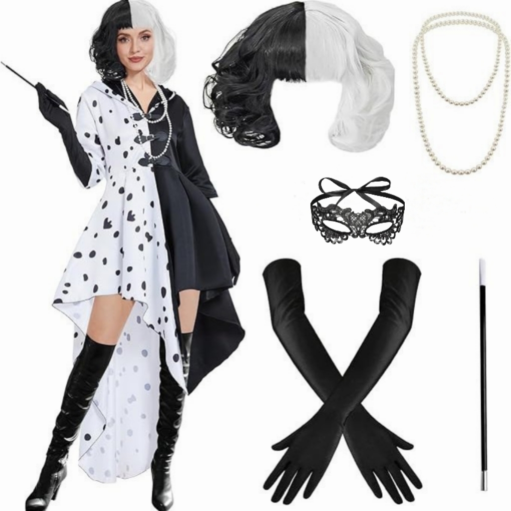 Black Face Mask Pack - Conjunto de Cosplay Cruella Inspirado em